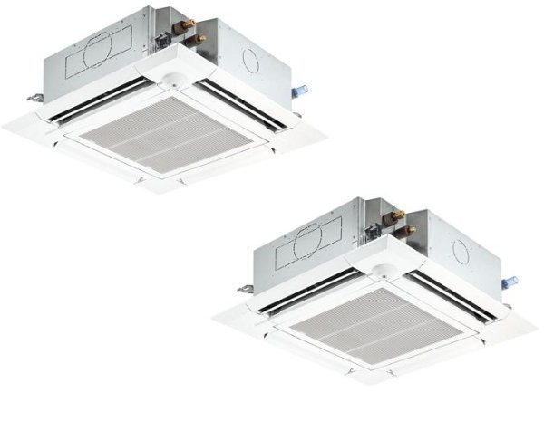 画像1: 新潟・長野・石川・富山・福井・山梨・業務用エアコン　三菱　てんかせ4方向（ファインパワーカセット）スリムZR　同時ツイン　PLZX-ZRP80EFF　80形（3馬力）　三相200V (1)